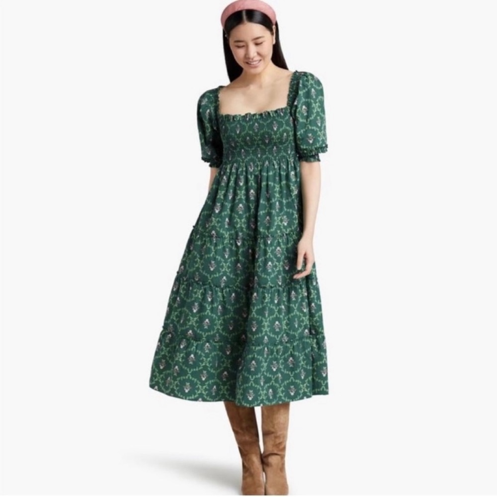 Hill House Green Floral Midi Dress - Picture 5 of 12
